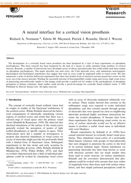 A Neural Interface for a Cortical Vision Prosthesis