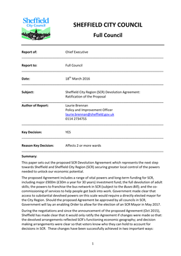 Sheffield City Region Devolution Agreements