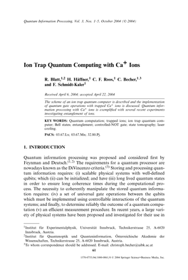 Ion Trap Quantum Computing with Ca+Ions