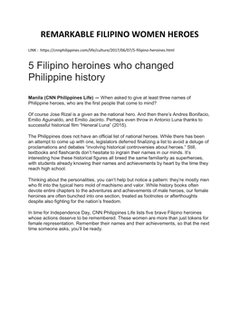 5 Filipino Heroines Who Changed Philippine History