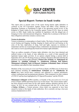 Special Report: Torture in Saudi Arabia