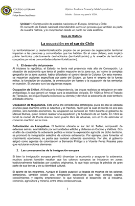 La Ocupación En El Sur De Chile