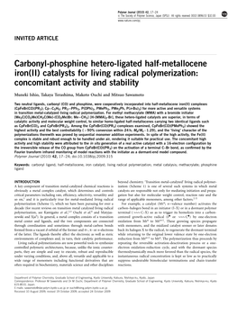 Carbonyl-Phosphine Hetero-Ligated Half-Metallocene Iron(II) Catalysts for Living Radical Polymerization: Concomitant Activity and Stability
