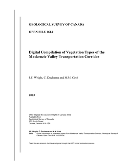 Digital Compilation of Vegetation Types of the Mackenzie Valley Transportation Corridor