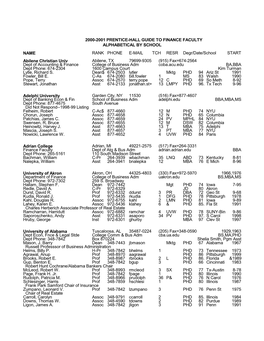 2000-2001 Prentice-Hall Guide to Finance Faculty