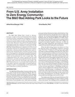 From U.S. Army Installation to Zero Energy Community: the B&O Bad
