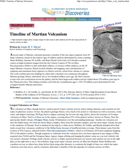 PSRD: Timeline of Martian Volcanism