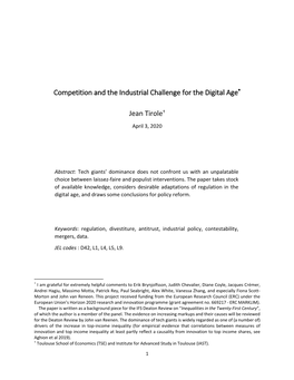 Competition and the Industrial Challenge for the Digital Age*