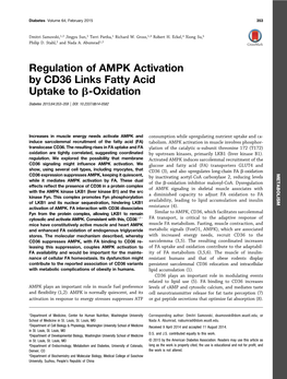 Regulation of AMPK Activation by CD36 Links Fatty Acid Uptake to B-Oxidation