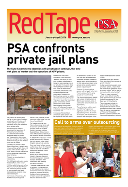 Call to Arms Over Outsourcing Operations Falling Into the Hands Morony Correctional Centre Will of the Private Sector