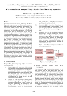 Microarray Image Analysis Using Adaptive Data Clustering Algorithms