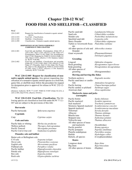 Wac Food Fish and Shellfish—Classified