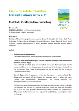 Integrierte Ländliche Entwicklung Fränkische Schweiz AKTIV E. V