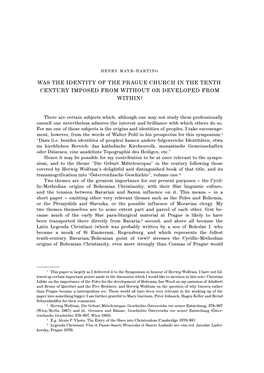 Was the Identity of the Prague Church in the Tenth Century Imposed from Without Or Developed from Within?