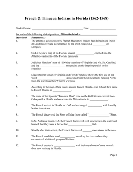 French & Timucua Indians in Florida (1562-1568)