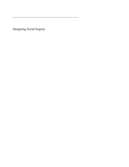 Gary King, Robert O. Keohane, Sidney Verba Designing Social Inquiry