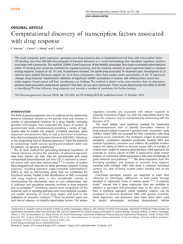 Computational Discovery of Transcription Factors Associated with Drug Response