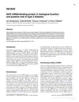 REVIEW IGF2 Mrna-Binding Protein 2