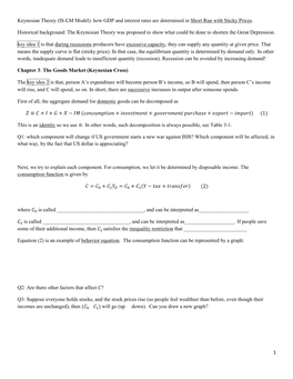 1 Keynesian Theory (IS-LM Model): How GDP and Interest Rates Are