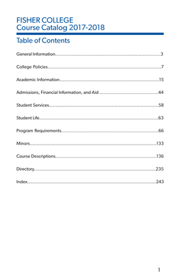 FISHER COLLEGE Course Catalog 2017-2018