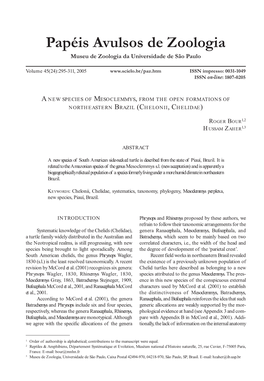 295-311, 2005 ABSTRACT a New Species of South American Side