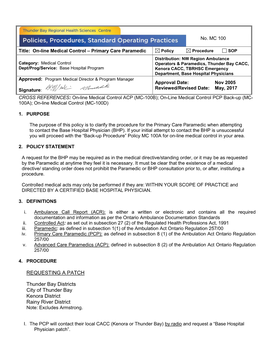 On-Line Medical Control PCP (MC-100)