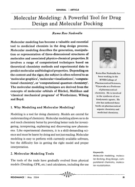 Molecular Modeling: a Powerful Tool for Drug Design and Molecular Docking