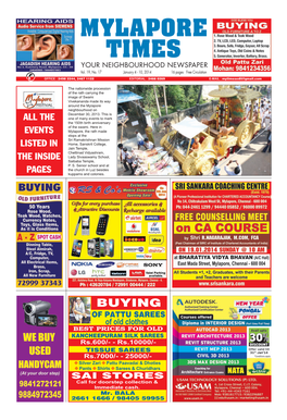 MYLAPORE TIMES YOUR NEIGHBOURHOOD NEWSPAPER Vol