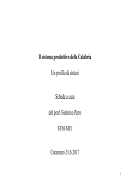 Sistema Produttivo in Calabria Per MIT-Integrato 28.6.2017