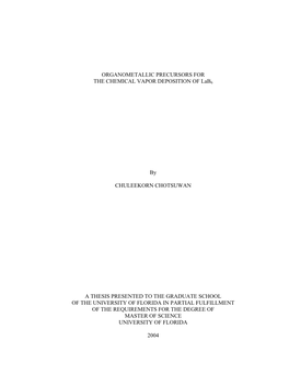 ORGANOMETALLIC PRECURSORS for the CHEMICAL VAPOR DEPOSITION of Lab6