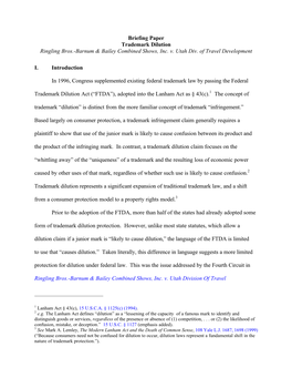 Briefing Paper Trademark Dilution Ringling Bros.-Barnum & Bailey Combined Shows, Inc