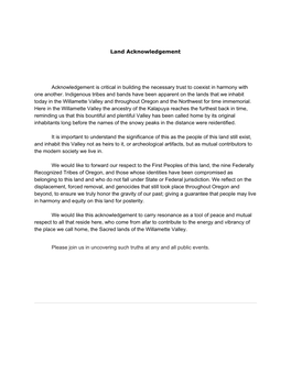 Land Acknowledgement Acknowledgement Is Critical In