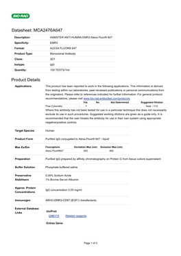 Datasheet: MCA2476A647 Product Details