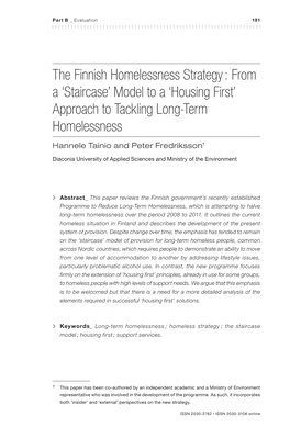 'Staircase' Model to a 'Housing First' Approach to Tackling Long-Term