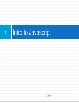 Intro to Javascript