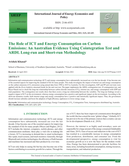 The Role of ICT and Energy Consumption on Carbon Emissions: an Australian Evidence Using Cointegration Test and ARDL Long-Run and Short-Run Methodology