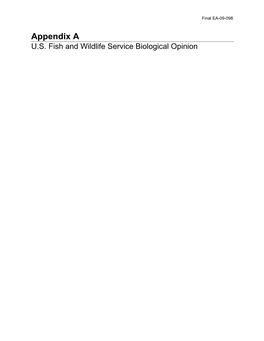 U.S. Fish and Wildlife Service Biological Opinion 2016