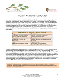 Integrative Treatment of Hypothyroidism