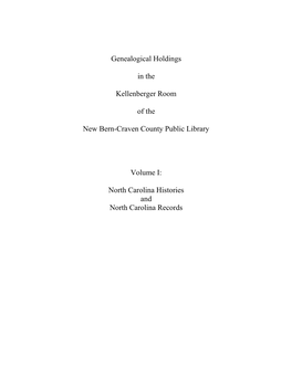 North Carolina Histories and North Carolina Records