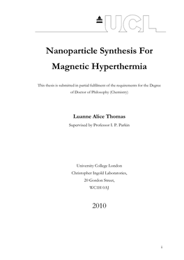 Nanoparticle Synthesis for Magnetic Hyperthermia