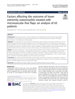 Factors Affecting the Outcome of Lower Extremity Osteomyelitis Treated With