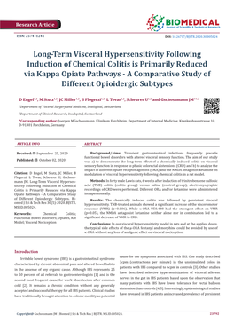 Long-Term Visceral Hypersensitivity Following Induction of Chemical