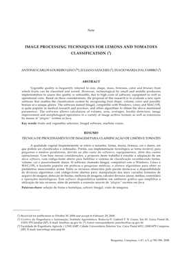 Image Processing Techniques for Lemons and Tomatoes Classification 785