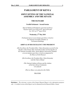 Joint Sitting of the National Assembly and the Senate