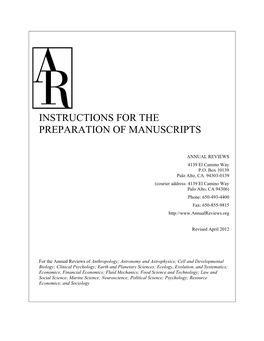 Instructions for the Preparation of Manuscripts