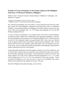 Evidence of Large Earthquakes on the Surigao Segment of the Philippine Fault Zone, Northeastern Mindanao, Philippines