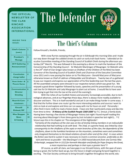 The Chief's Column