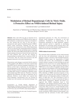 Modulation of Retinal Dopaminergic Cells by Nitric Oxide. a Protective Effect on NMDA-Induced Retinal Injury