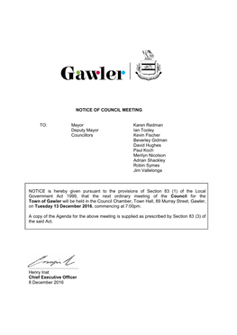 Notice of Council Meeting To