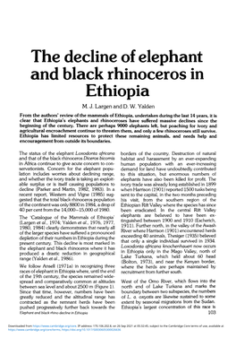 The Decline of Elephant and Black Rhinoceros in Ethiopia M